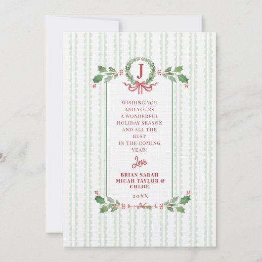 Invitation Monogramme de couronne de Noël du grand-millénaire (Dos)