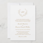 Invitation Monogramme de couronne d'or Code QR Mariage élégan (Devant)