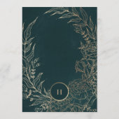 Invitation Monogramme de couronne d'or et d'émeraude vert (Dos)