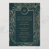 Invitation Monogramme de couronne d'or et d'émeraude vert (Devant)