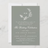 Invitation Monogramme de couronne florale classique Mariage v (Devant)
