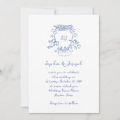 Invitation Monogramme de crête blanc | MARIAGE (Devant)