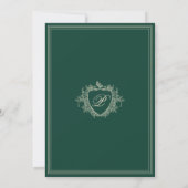 Invitation Monogramme de crête classique mariage vert émeraud (Dos)