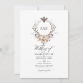 Invitation Monogramme de crête de Laurel Woodland Code QR Mar (Devant)