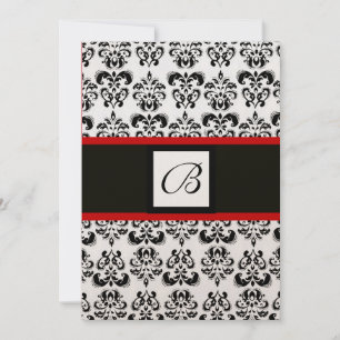 Invitation MONOGRAMME DE DAMAS, noir, blanc, métallisé or, ro