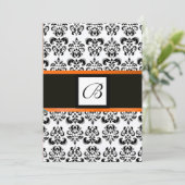 Invitation MONOGRAMME DE DAMAS,noir et blanc,jaune orange (Debout devant)