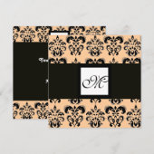 Invitation MONOGRAMME DE DAMAS,noir et blanc,rose (Devant / Derrière)