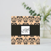 Invitation MONOGRAMME DE DAMAS,noir et blanc,rose (Debout devant)