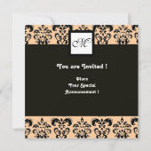 Invitation MONOGRAMME DE DAMAS,noir et blanc,rose (Dos)