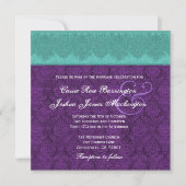 Invitation Monogramme de Damas Turquoise et violet Mariage V1 (Devant)