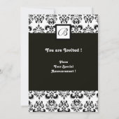Invitation MONOGRAMME DE DOMMASQUE, noir et blanc, jaune (Dos)