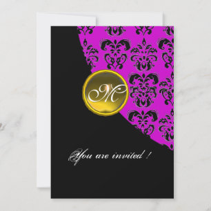 Invitation MONOGRAMME DE DOMMASQUES NOIR ET PURPLE, topaz jau