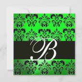 Invitation MONOGRAMME DE DOMMASQUES NOIR VERT, blanc (Devant)