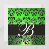Invitation MONOGRAMME DE DOMMASQUES NOIR VERT, blanc (Devant)