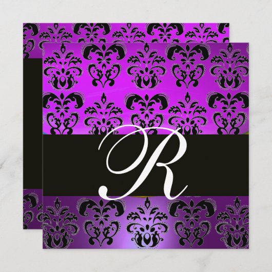 Invitation MONOGRAMME DE DOMMASQUES NOIR VIOLET VIOLET,, blan (Devant / Derrière)