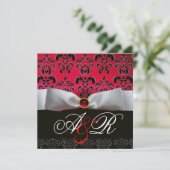 INVITATION MONOGRAMME DE DOMMASQUES NOIRS BLANCS RIBBON ROUGE (Debout devant)