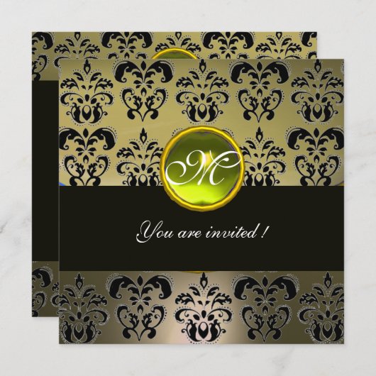 Invitation MONOGRAMME DE DOMMASQUES NOIRS GRAS, topaz (Devant / Derrière)