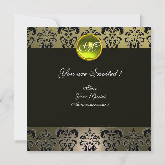 Invitation MONOGRAMME DE DOMMASQUES NOIRS GRAS, topaz (Dos)