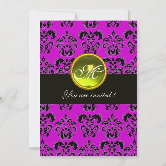 Invitation MONOGRAMME DE DOMMASQUES NOIRS PURPLE, topaz jaune (Devant)