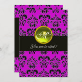 Invitation MONOGRAMME DE DOMMASQUES NOIRS PURPLE, topaz jaune (Devant / Derrière)