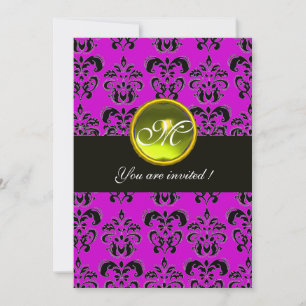 Invitation MONOGRAMME DE DOMMASQUES NOIRS PURPLE, topaz jaune