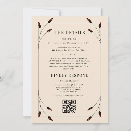 Invitation Monogramme de fer à cheval Boho de l'Ouest tout en (Dos)