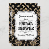 Invitation Monogramme de Fête de l'mariée russe Damask (Devant / Derrière)