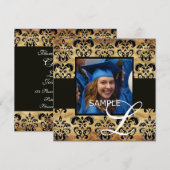 INVITATION MONOGRAMME DE FIN D'ÉTUDES EN PARCHEMIN NOIR BRUN  (Devant / Derrière)