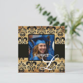 INVITATION MONOGRAMME DE FIN D'ÉTUDES EN PARCHEMIN NOIR BRUN  (Debout devant)