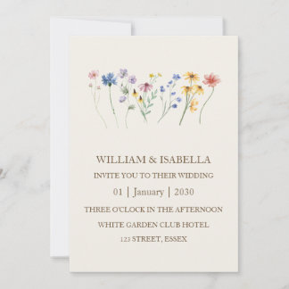 Invitation Monogramme de fleur sauvage pastel beige Photo