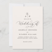 Invitation Monogramme de fleurs d'ivoire Photo QR Code Mariag (Devant)