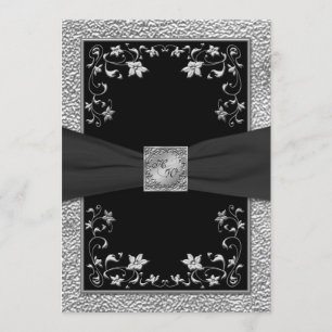 Invitation Monogramme de fleurs noires et d'eaux u