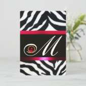 INVITATION MONOGRAMME DE FOURRURE ZEBRA BLANC ROUGE (Debout devant)