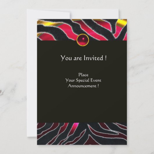 INVITATION MONOGRAMME DE FOURRURE ZEBRA BLANC ROUGE (Dos)