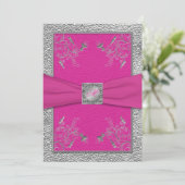 Invitation monogramme de framboise rose et d'eau (Debout devant)