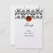 Invitation MONOGRAMME DE GEM BLACK ROUGE RSVP Blanc (Dos)