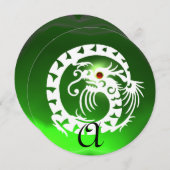 INVITATION MONOGRAMME DE GEM ÉMERAUDE VERT DE DRAGON DE SERPI (Devant / Derrière)
