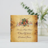 INVITATION MONOGRAMME DE GRADUM DE PARCHEMENT DE CIRE ROUGE (Debout devant)