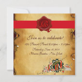 INVITATION MONOGRAMME DE GRADUM DE PARCHEMENT DE CIRE ROUGE (Dos)
