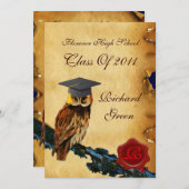 INVITATION MONOGRAMME DE GRADUM DU PARCHEMENT DE BOULES ROUGE (Devant / Derrière)