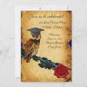INVITATION MONOGRAMME DE GRADUM DU PARCHEMENT DE BOULES ROUGE (Dos)