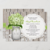 Invitation Monogramme de Hydrangea Mason Jar Fête de l'mariée (Devant / Derrière)
