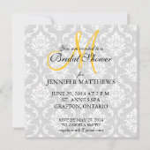 Invitation Monogramme de jaune de damassé d'invitation de (Dos)