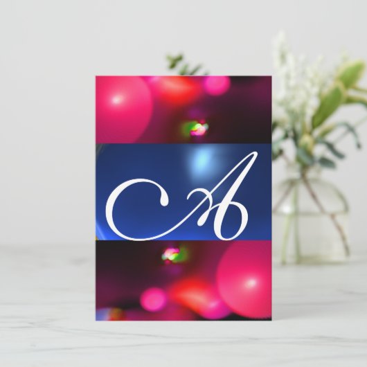 Invitation MONOGRAMME DE LA BULLE QUANTUME rouge bleu (Debout devant)