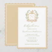 Invitation Monogramme de la crête de bébé | Baby shower neutr (Devant / Derrière)