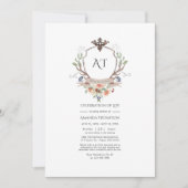 Invitation Monogramme de la crête de Laurel Woodland Crest Fê (Devant)