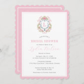 Invitation Monogramme de la crête florale du millénaire | Mar (Devant / Derrière)