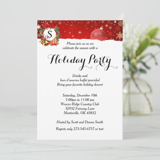 Invitation Monogramme de la fête de vacances | (Debout devant)