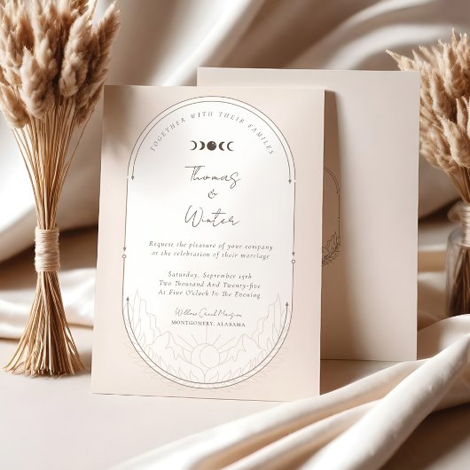 Invitation Monogramme de la lune et des étoiles célestes mini