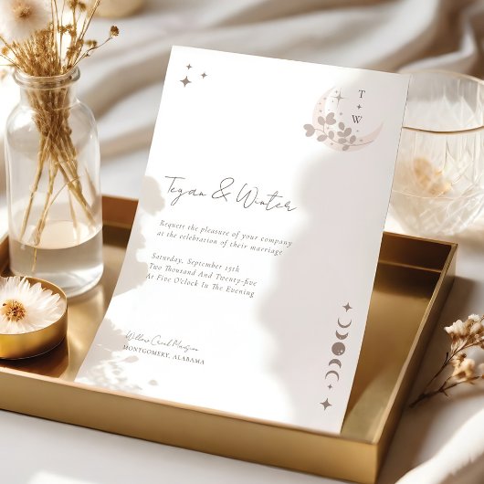 Invitation Monogramme de la lune et des étoiles célestes mini